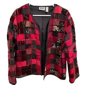 Chico’s Design Jacket Women’s Sz 1 Interlude Silk Lined Multicolor Art to Wear